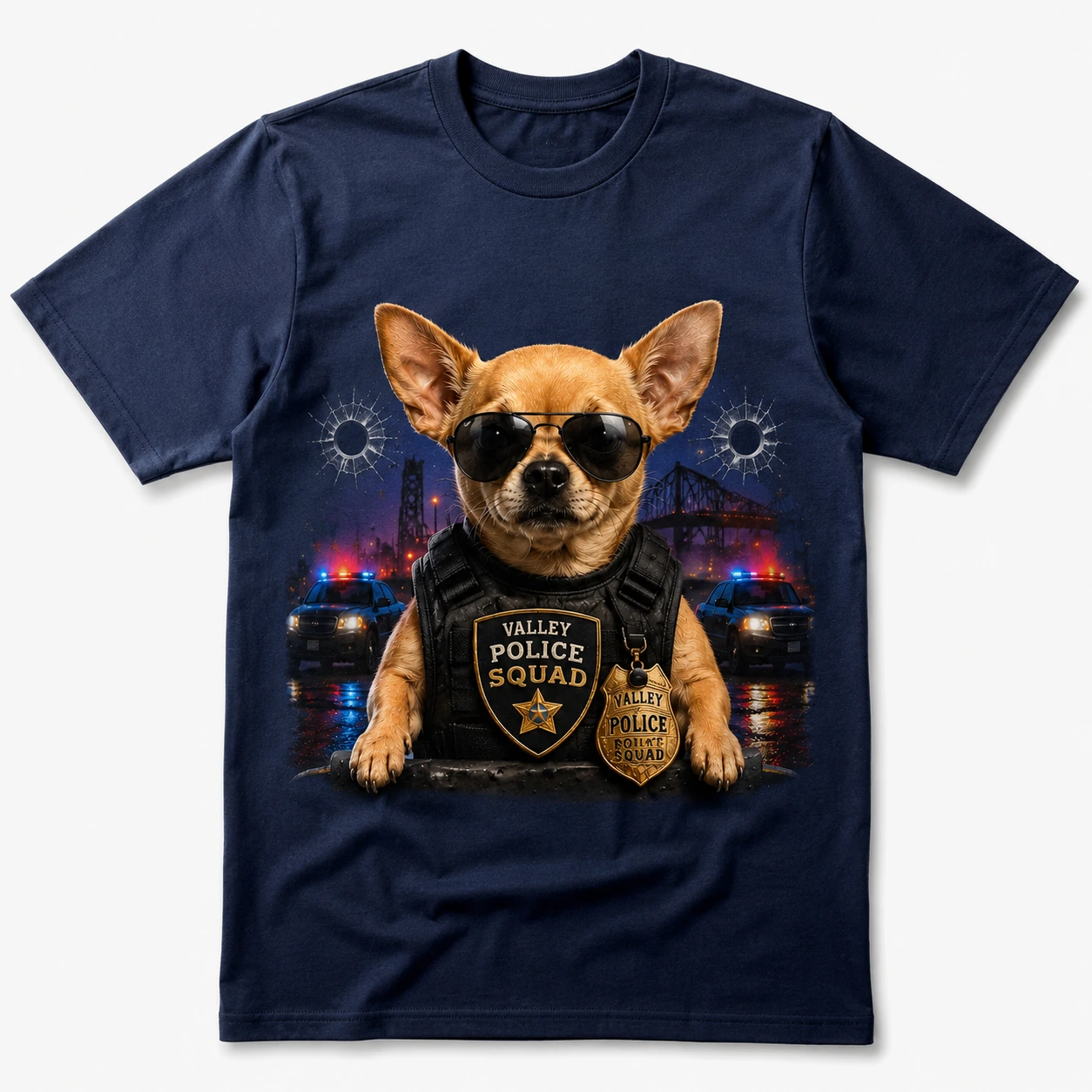 Navy Tank K-9 Chihuahua character shirt
